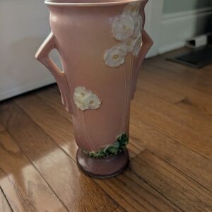 Roseville Pink Primrose Vase, Double-handled